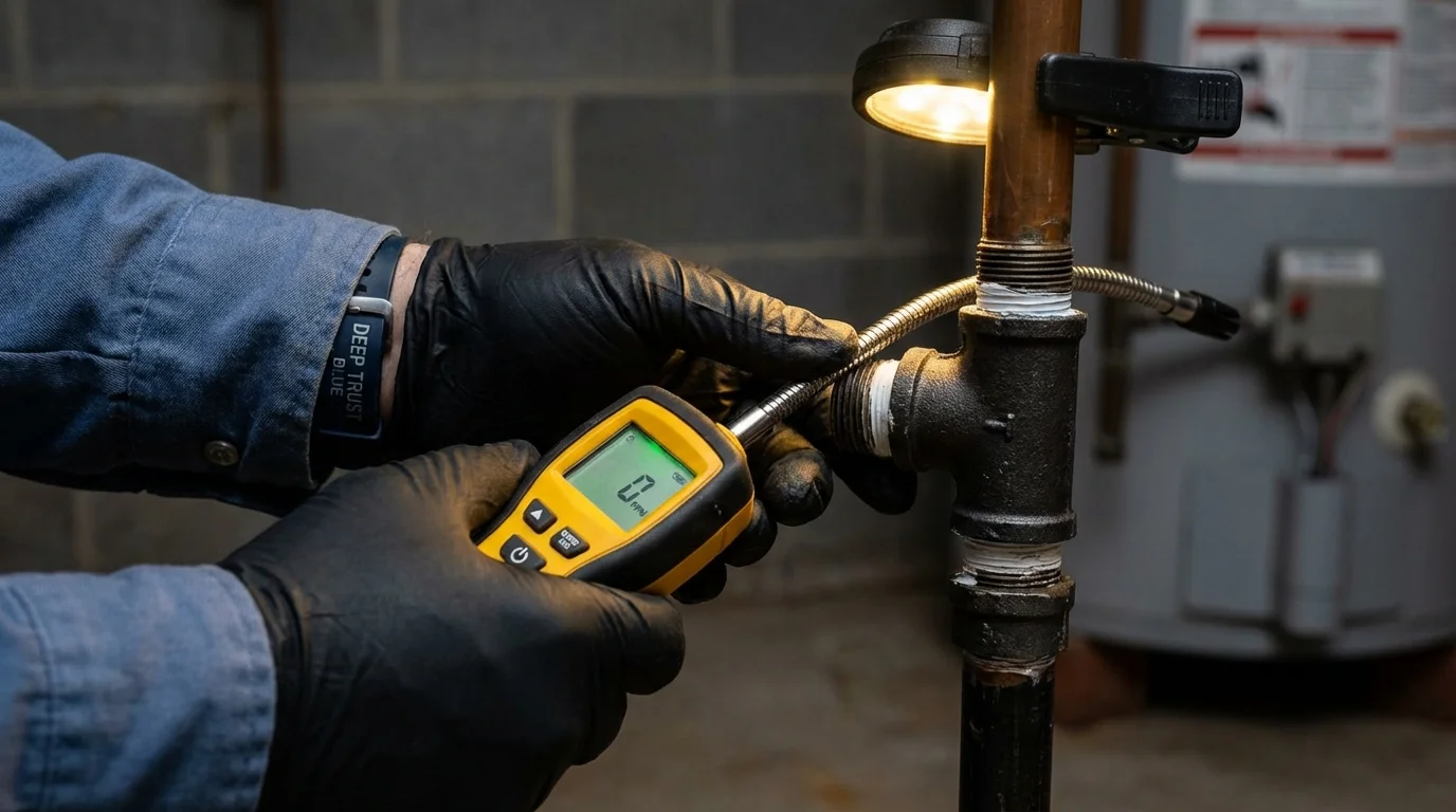 Gas leak detection with electronic sniffer by Johns Plumbing LLC in Tucson