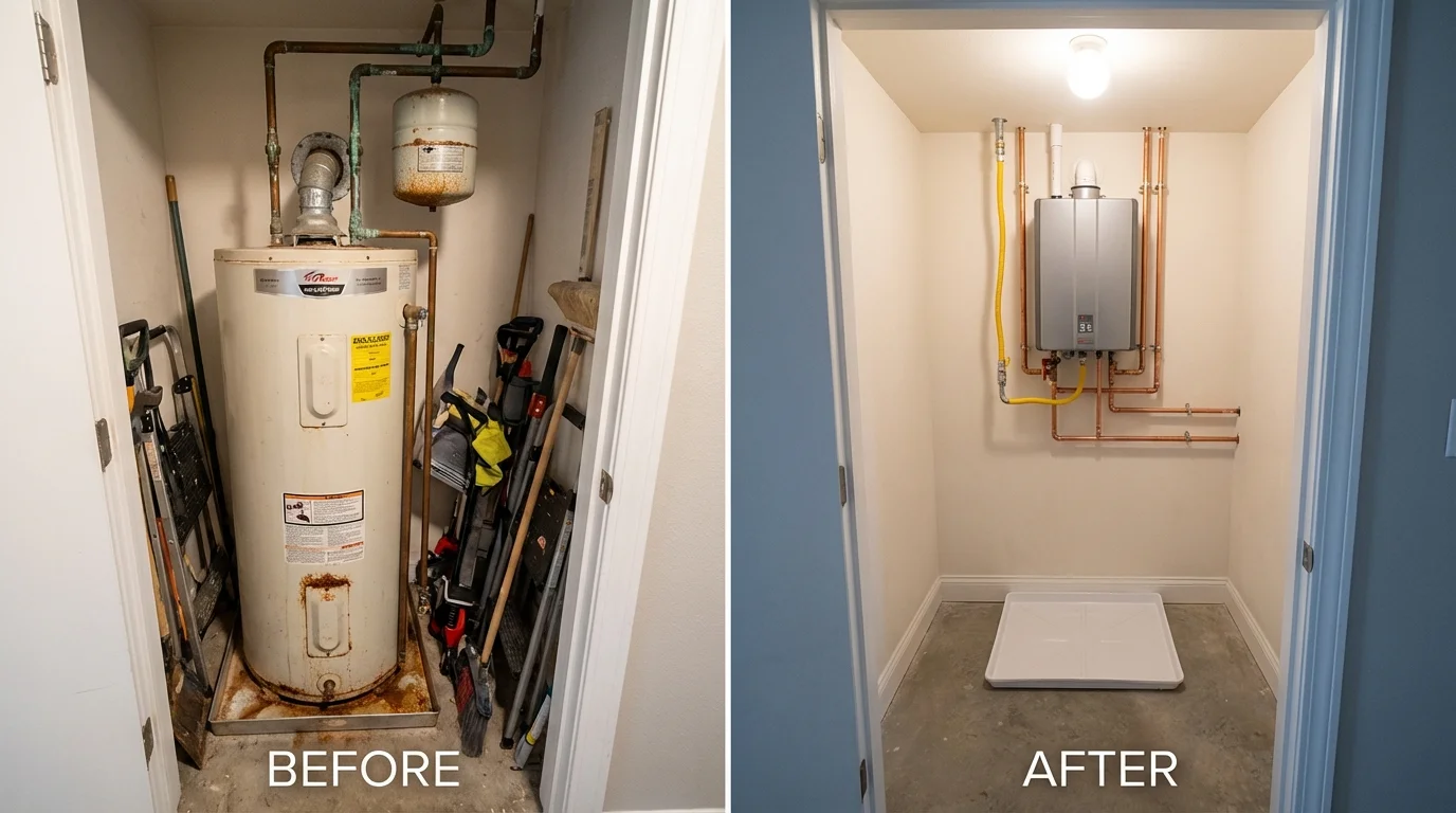 Tank water heater versus wall-mounted tankless unit comparison for Tucson, AZ homeowners
