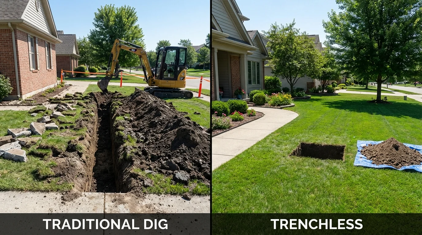 Trenchless sewer repair with minimal yard damage versus traditional excavation in Tucson, AZ